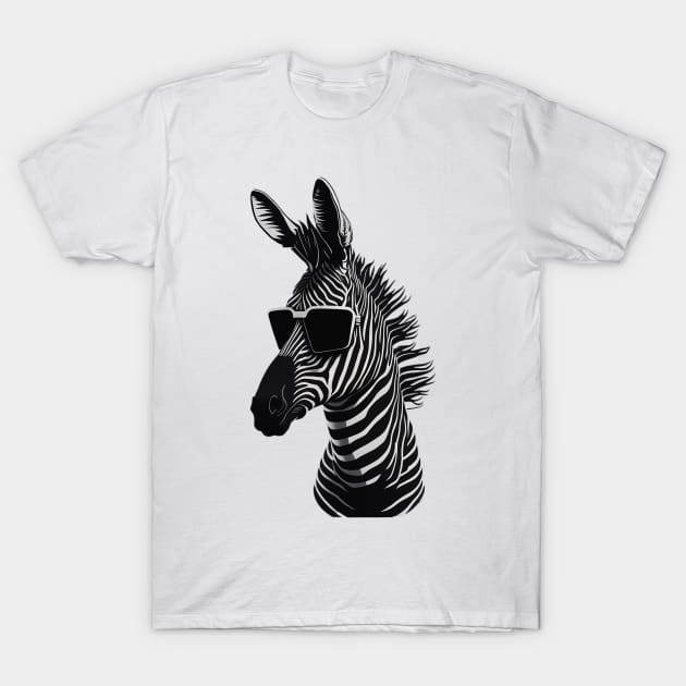 Zebra with black glasses T-Shirt by Vitto1975